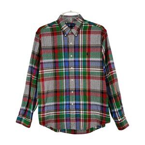VINTAGE Ralph Lauren FLANNEL Pony Shirt Mens Size XL Plaid Long Sleeve Button Up